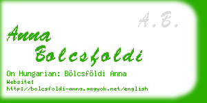 anna bolcsfoldi business card